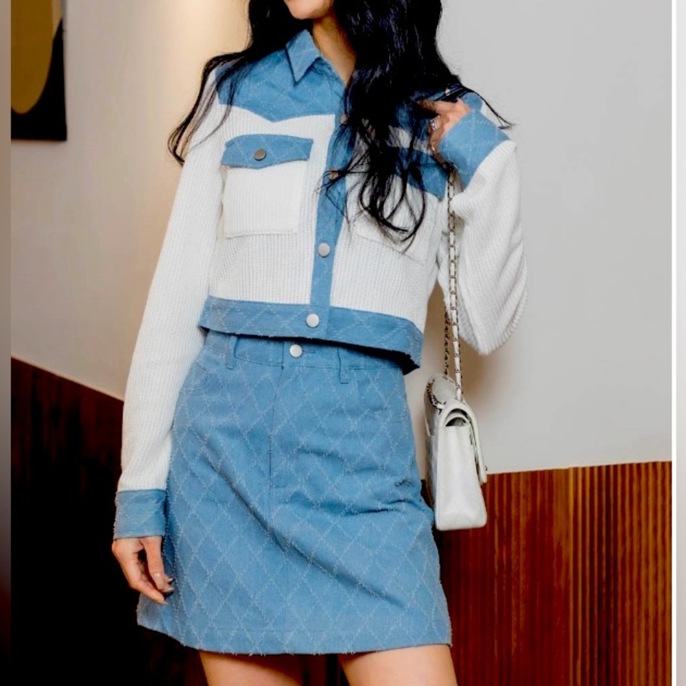 NWT LiENS Lozenge Denim Skirt 24